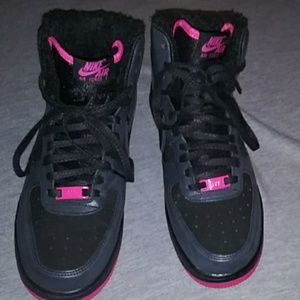 Nike Air Force black grey and pink with fur inside